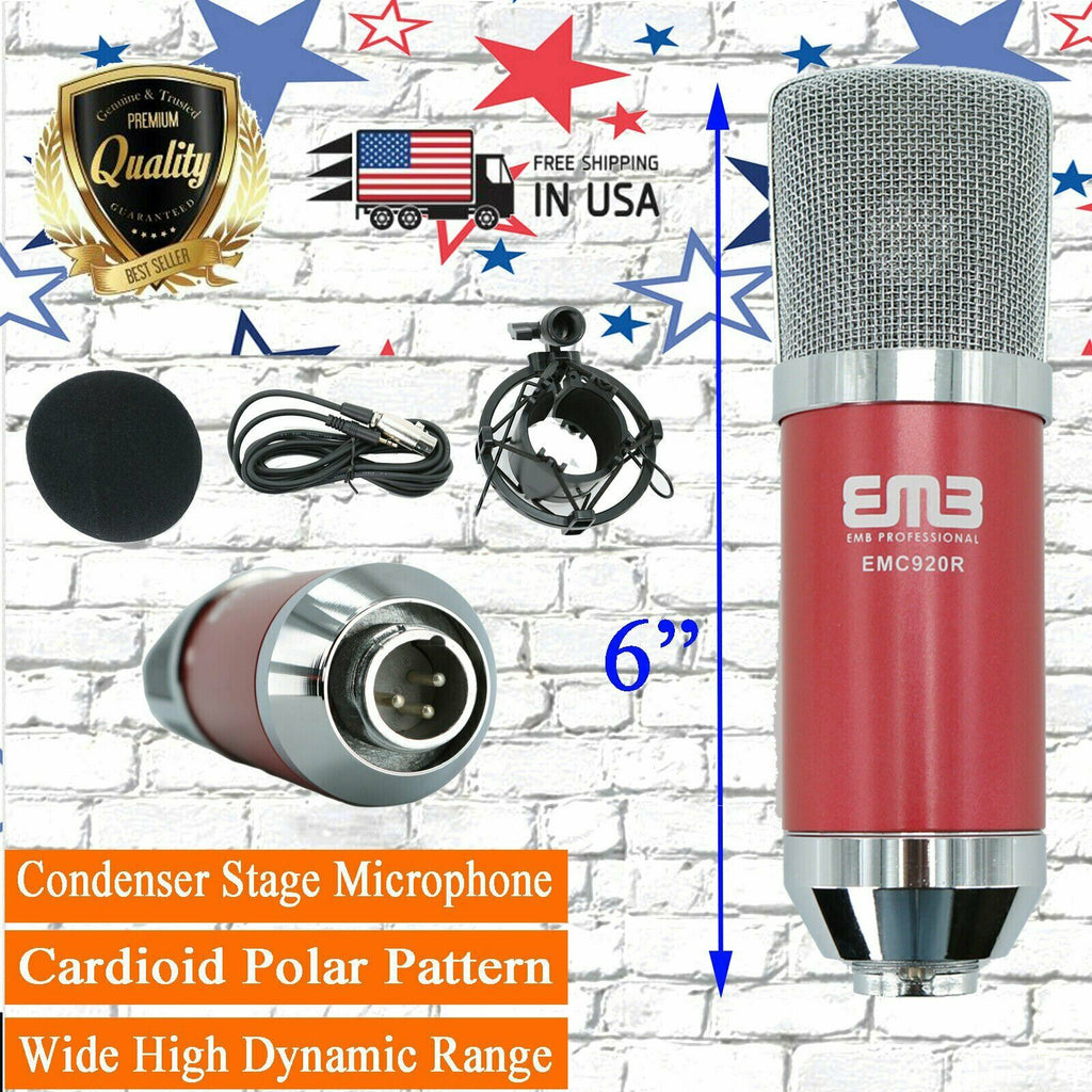 EMC920 Multi Pattern Recording Large Diaphragm Condenser Studio Microphone Red - Sellabi