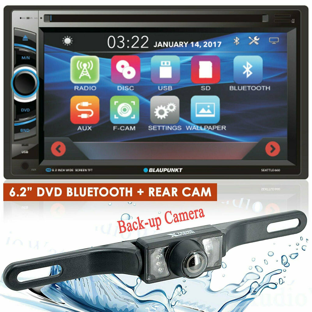 BLAUPUNKT CAR 2 DIN 6.2" TOUCHSCREEN DVD BLUETOOTH SEATTLE 660 + REAR CAM XV95BK - Sellabi