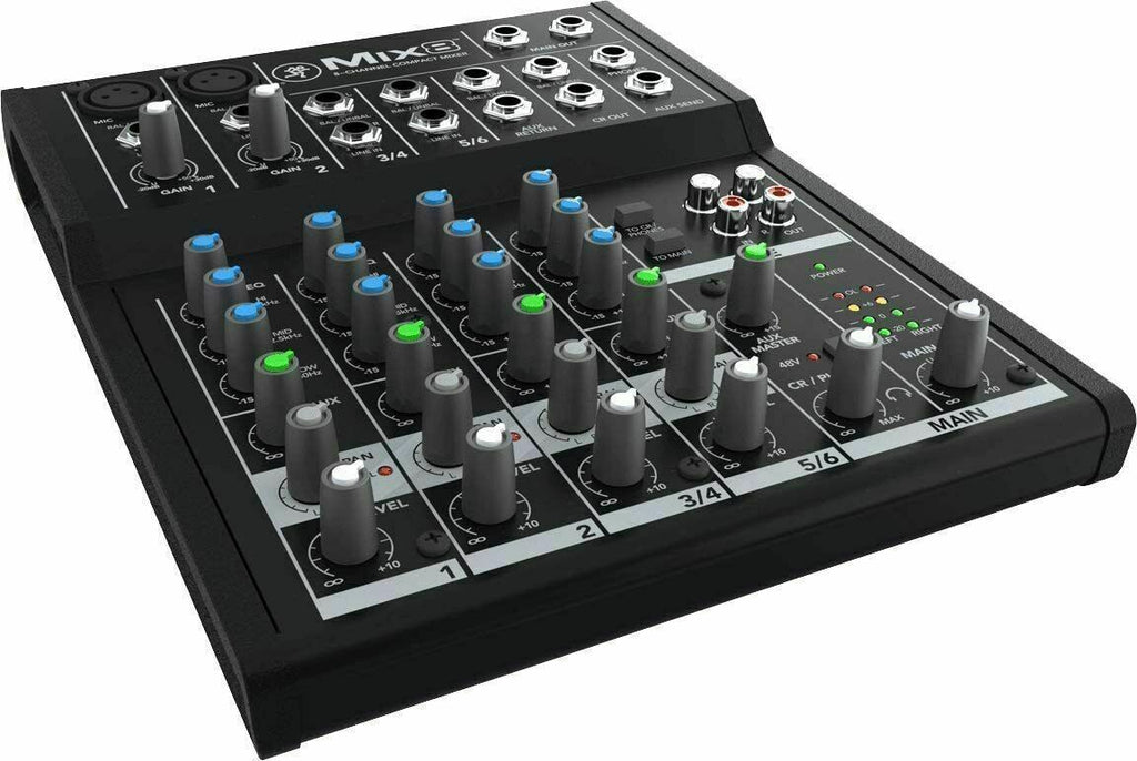 Mackie Mix8 8-channel Compact 6-input Desktop Mixer + 2x XLR Cables + Magnet - Sellabi