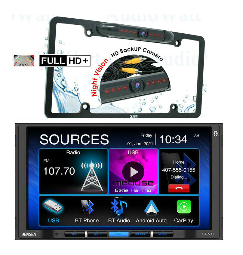 Jensen CAR710 7" Multimedia Receiver w/ CarPlay & Android Auto + Rear Camera - Sellabi