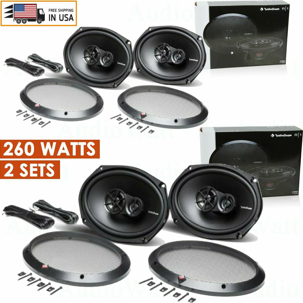 4x Rockford Fosgate Prime R169X3 260W 6x9" 3-Way Coaxial Speakers - 2 PAIRS - Sellabi