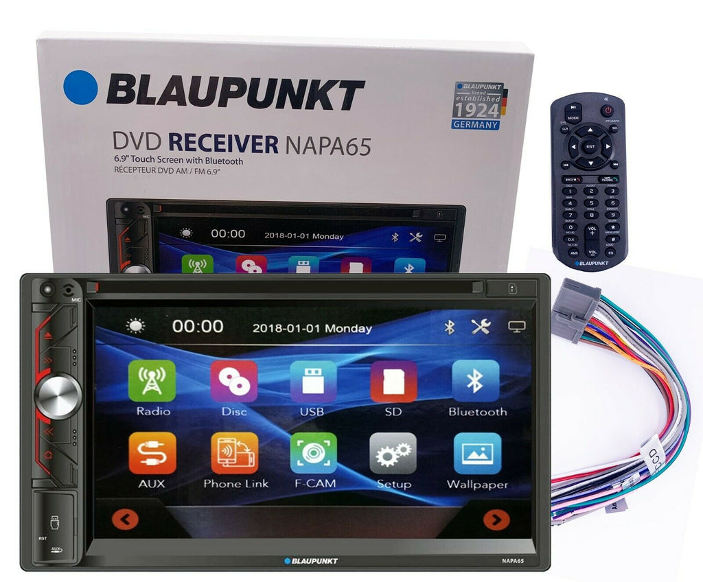 Blaupunkt 6.9" 2-Din Touchscreen DVD AM FM Receiver w/Bluetooth & Remote -NAPA65 - Sellabi