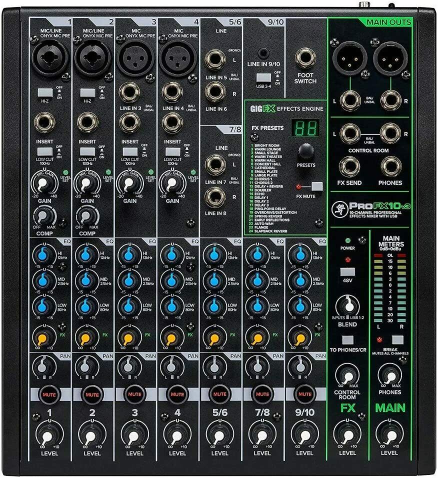 Mackie PROFX10v3 10 Channels Professional Effect Mixer w/USB GigFX Effects -UC - Sellabi