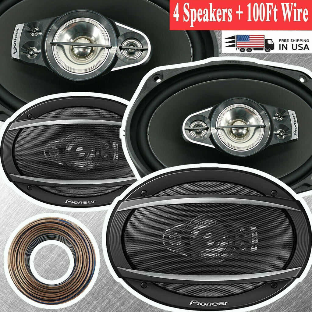 NEW 4x Pioneer 6"x9" 700 Watts 5-Way Coaxial Speakers + 18 Gauge 100 Feets Wire - Sellabi