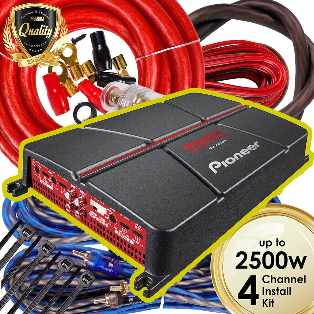 Pioneer GM-A6704 1000 Watt 4-Channel Class AB Car Audio Amplifier + 4-Ch Amp Kit - Sellabi