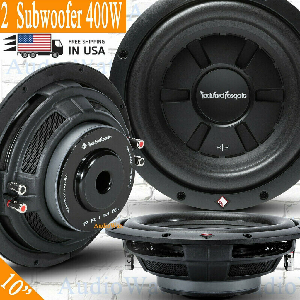 2x Rockford Fosgate Prime R2SD4-10 10" Stage 2 400W DVC Shallow Slim Subwoofer - Sellabi
