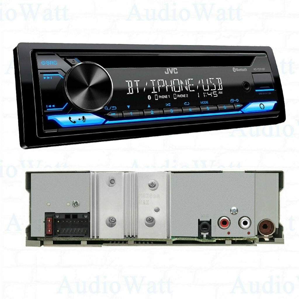 NEW JVC KD-TD71BT 1-DIN CD Receiver w/ Bluetooth USB + 4x CS-J620 6.5" Speakers - Sellabi