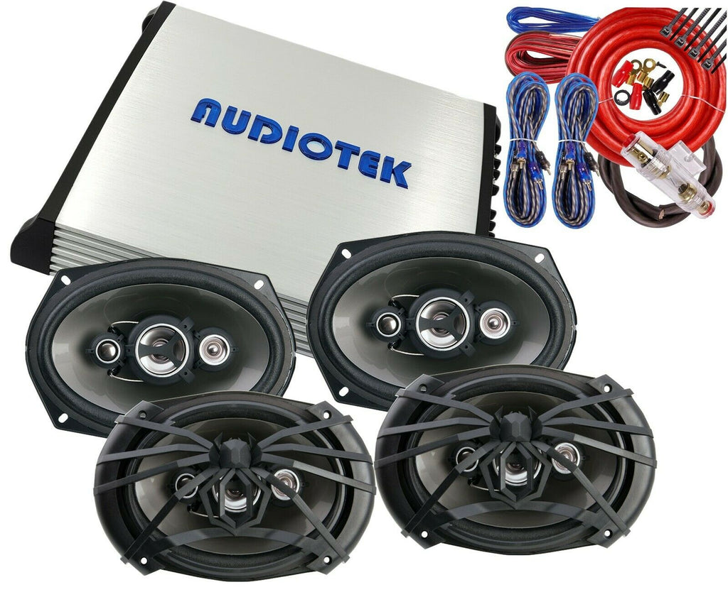 4x Soundstream AF.694 6x9" Speakers + Audiotek AT-804 Amplifier + 4 Ch Amp Kit - Sellabi