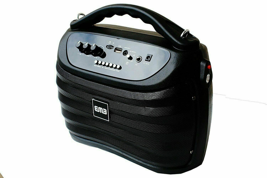 New EMB PKX5BT 300 Watts Portable Rechargeable Boom Box Speaker Black Work w/ BT - Sellabi