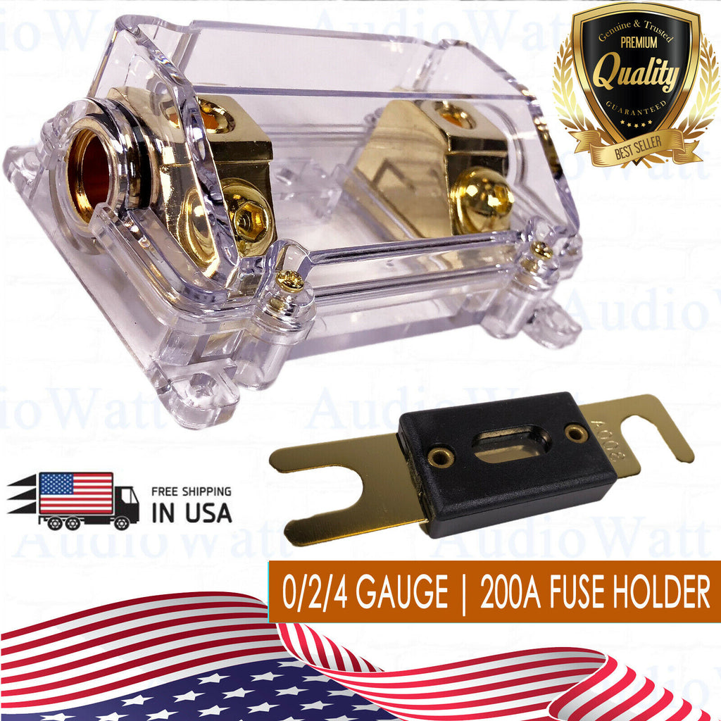 CAR STEREO AUDIO INLINE ANL FUSE HOLDER 0 2 4 IN OUT GAUGE 200 AMP200A 200AMP - Sellabi