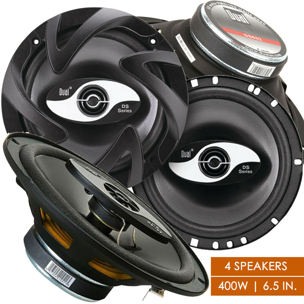 4x Dual DS652 400W Max 6.5" 2-Way Coaxial Car Audio 6-1/2" Speakers - 2 Pairs - Sellabi