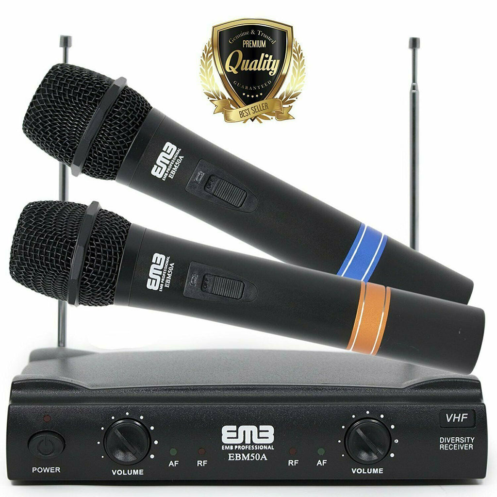 Professional Dual Wireless EMB VHF Handheld Mic w/ Long Distance Range - 53APK3 - Sellabi