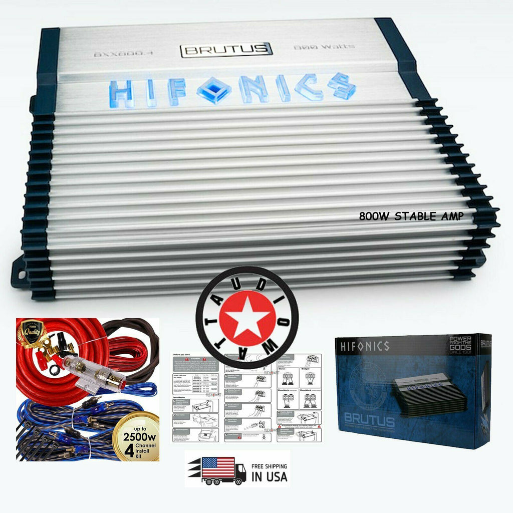HIFONICS BXX800.4 BRUTUS 800W STABLE MOSFET 4-CH AMP CLASS AB + 4-CH AMP KIT - Sellabi