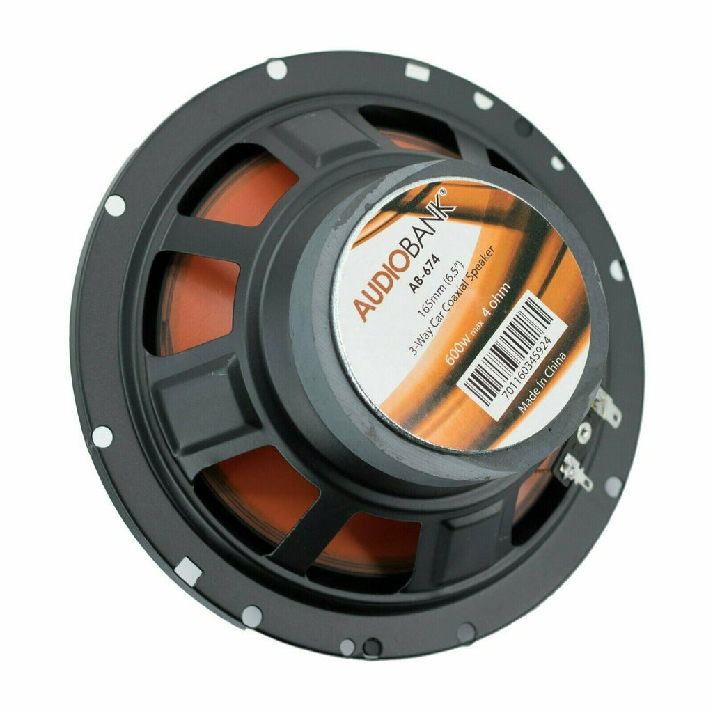 2) Audiobank 6.5" 600 Watt 3-Way Orange Car Audio Stereo Coaxial Speaker - AB674 - Sellabi