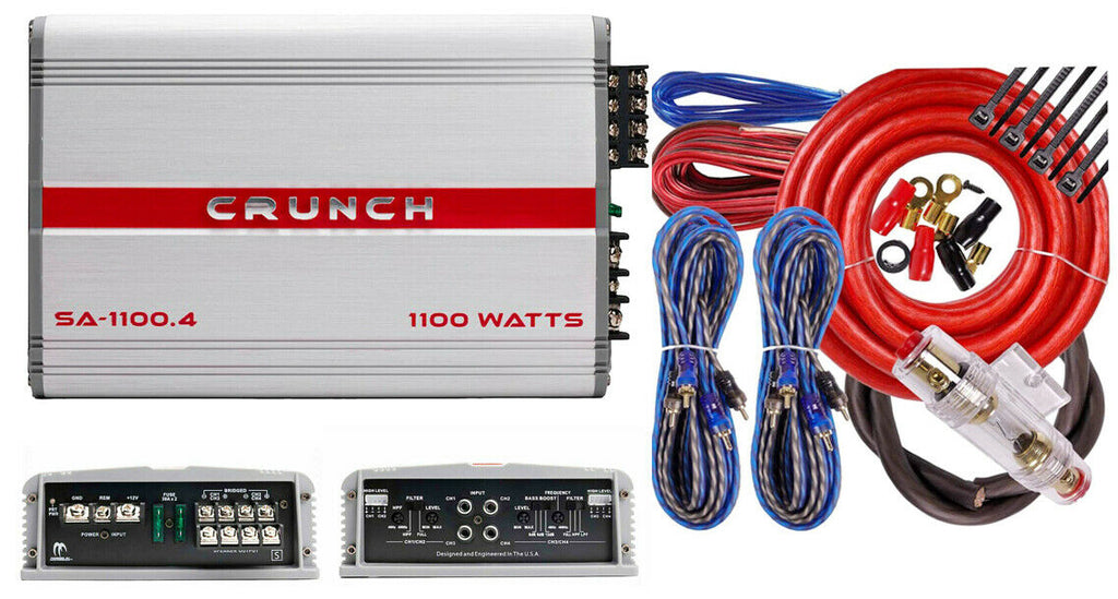 Crunch SA1100.4I 1100 Watts 4 Ch. Powerful Car Audio Amplifier + Amp Wire Kit - Sellabi