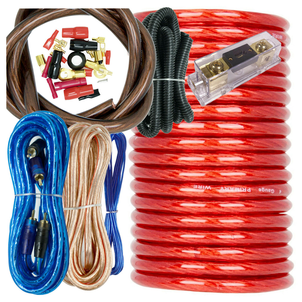 Audiobank 4 Gauge 2000W Car Amplifier Installation Power Amp Wiring Kit Red - Sellabi
