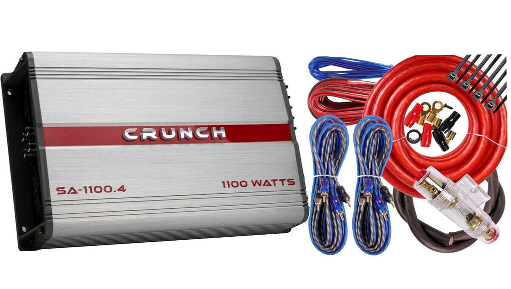 Crunch 4 Channel 1100 Watts Max Power Handling Car Audio Amplifier+ 4 Ch 4Ga Kit - Sellabi