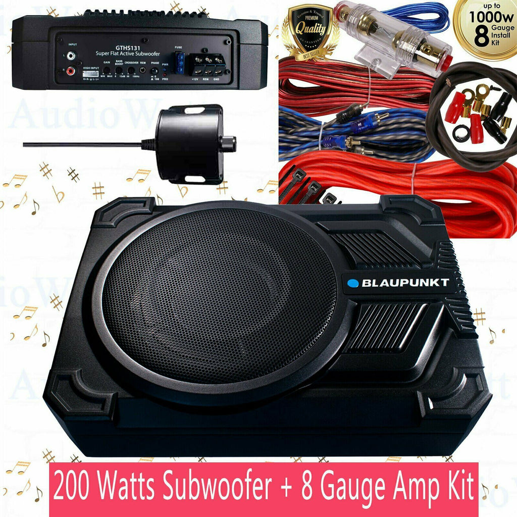 Blaupunkt GTHS131 8" Bass Boost Super Active 200W Subwoofer + 8 Gauge 1000W RED - Sellabi