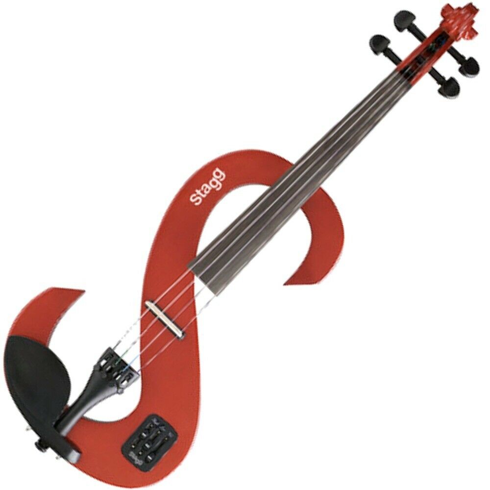 STAGG Evn 4/4 Electric Violin Set With S-shaped Metallic Red Electric Violin UC - Sellabi