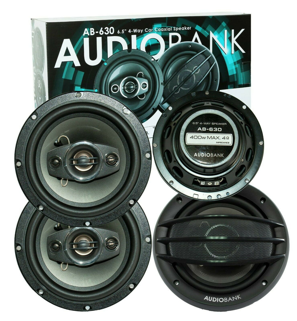 4x Audiobank AB-630 800 Watts 6.5" 4-Way Car Audio Stereo Coaxial Speakers - Sellabi