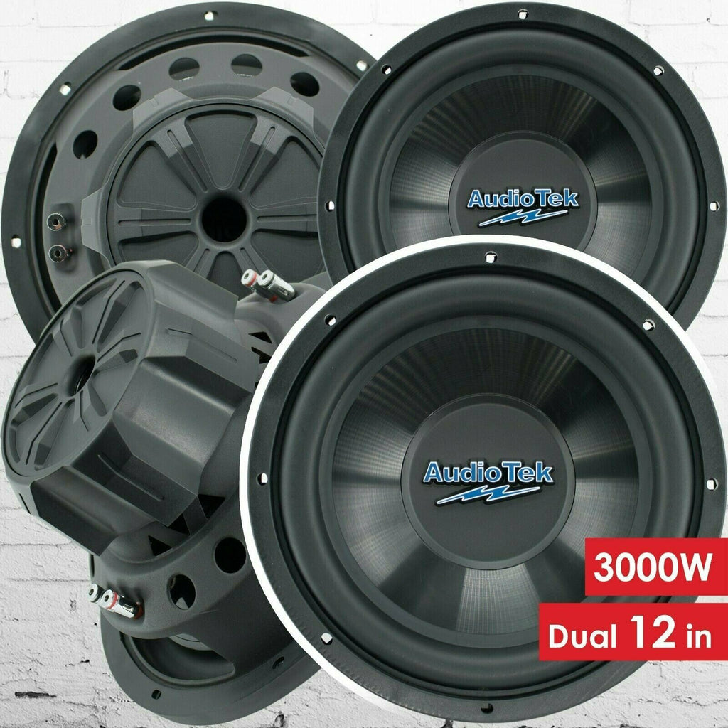 Pair of Audiotek 12 Inch 3000 Watt Car Audio Subwoofer with DVC Power (2 Woofer) - Sellabi