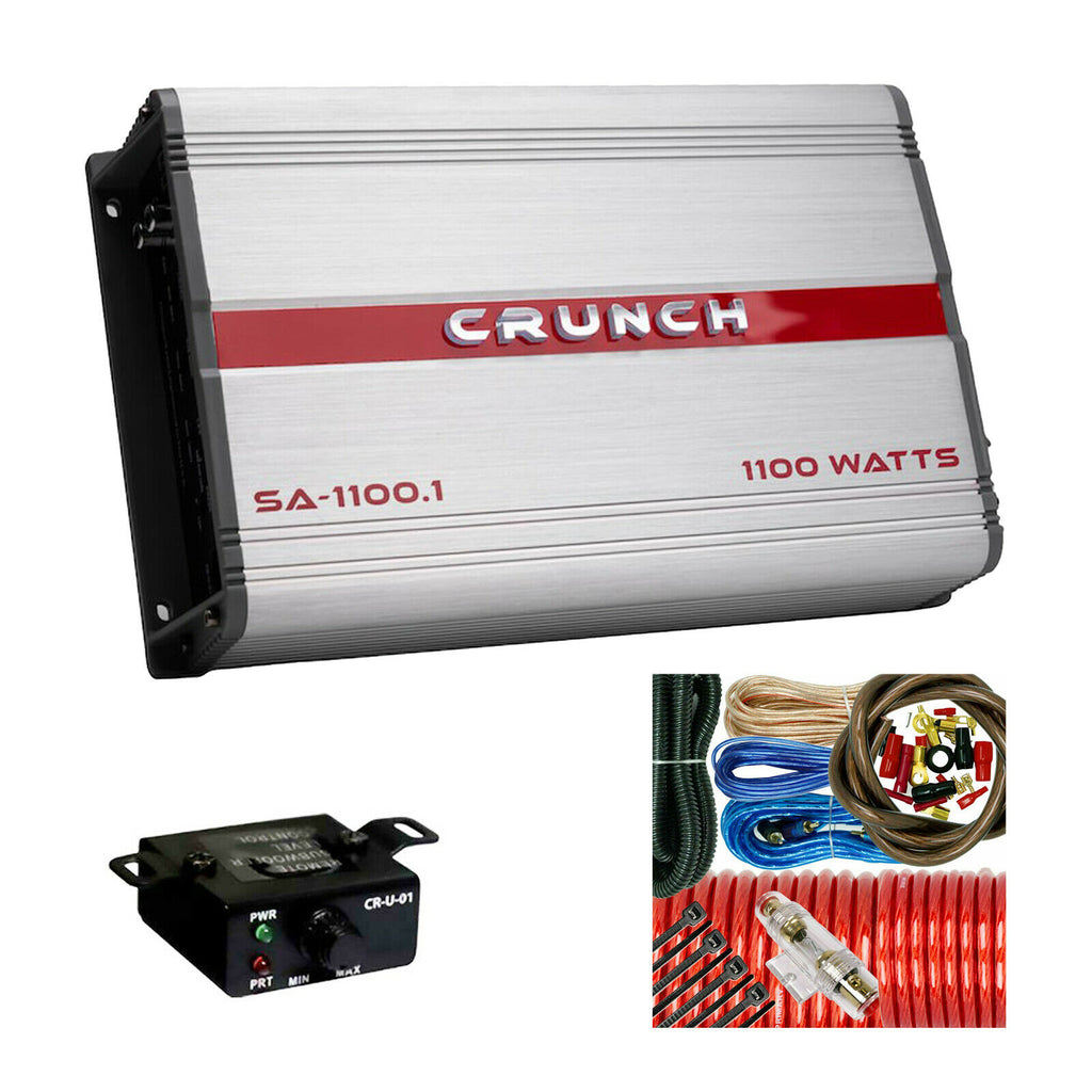 Crunch SA-1100.1 1100 Watts Mono Subwoofer Car Audio Amplifier.+ 4 Ga Amp Kit - Sellabi