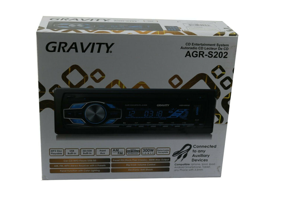 Gravity 1- Din Car Stereo Receiver AGR-S202 CD Entertainment System w/USB - Sellabi