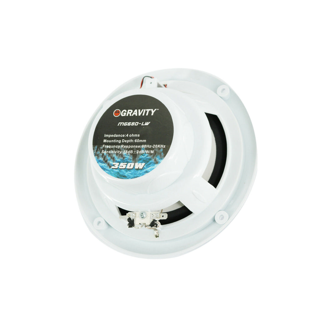2x Gravity Marine Speakers  Polaris 2-way 350 WATTS Coaxial 6-1/2" (White)  /LED - Sellabi