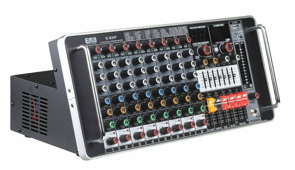 EMB TX8P 1300W 8 Channel Power Mixer Console w/ DSP Effect, Bluetooth, Record - Sellabi