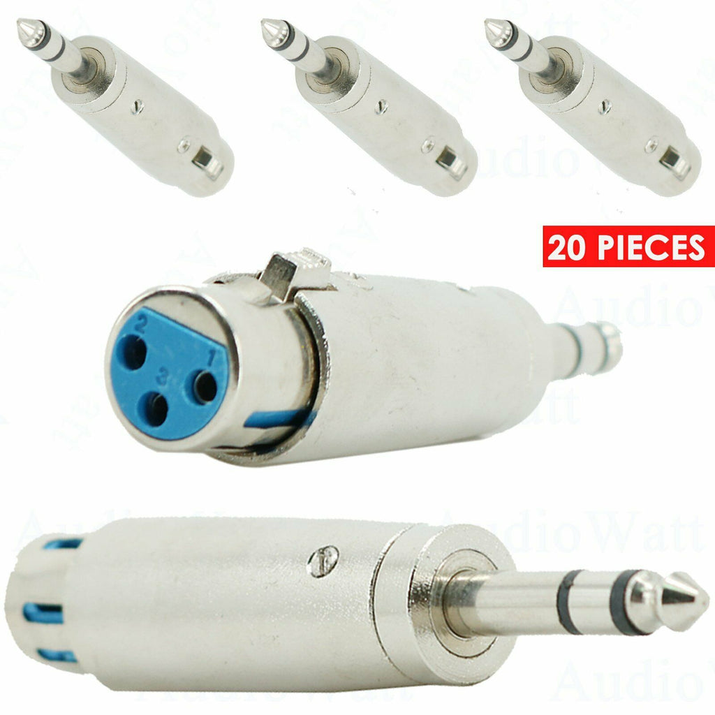 20x XLR 3-Pin Female to 1/4 6.35mm Stereo Male Plug TRS Audio Cable Mic Adapter - Sellabi