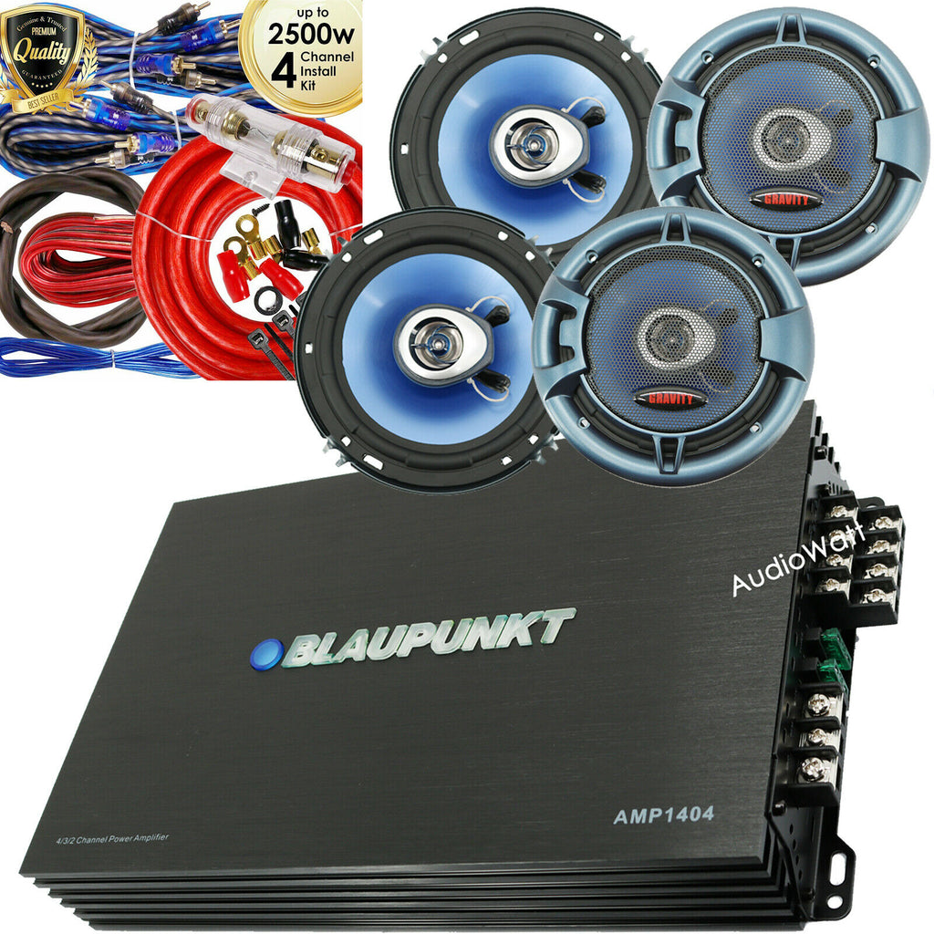 Blaupunkt AMP1404 1500 Watt Amp +  4x Speakers 6.5" 460W CEA Rated + 4-Ch Kit - Sellabi