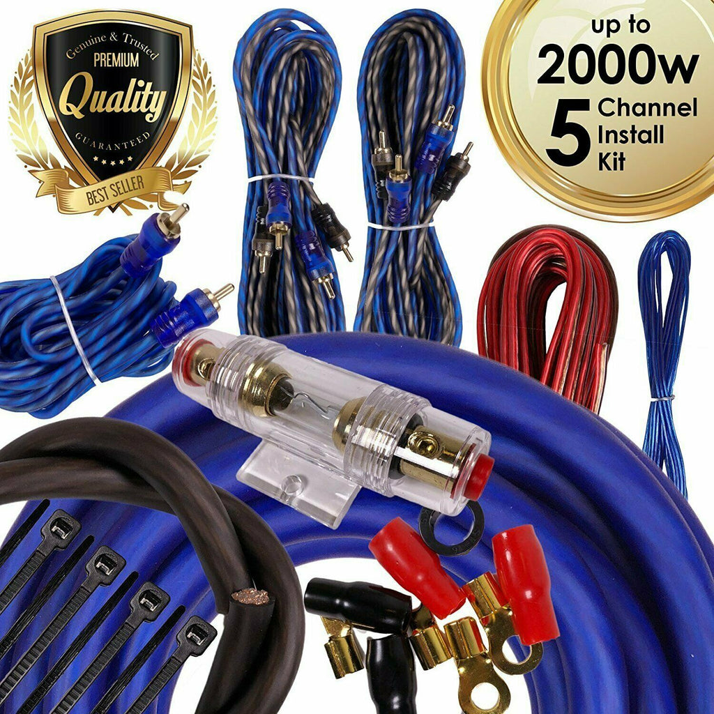 Complete 5 Channels 2000W 4 Gauge Amplifier Installation Wiring Kit Amp PK2 Blue - Sellabi