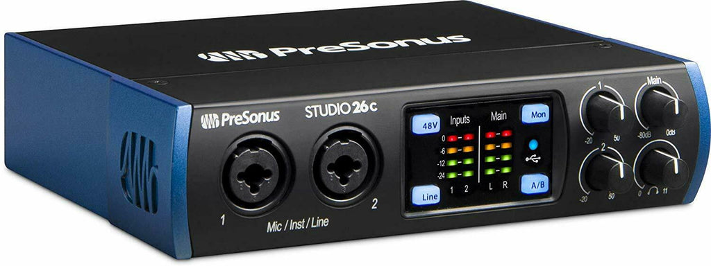 PreSonus Studio 26c USB-C Audio Interface 4 Line Out + 2x XLR Cables + Magnet - Sellabi