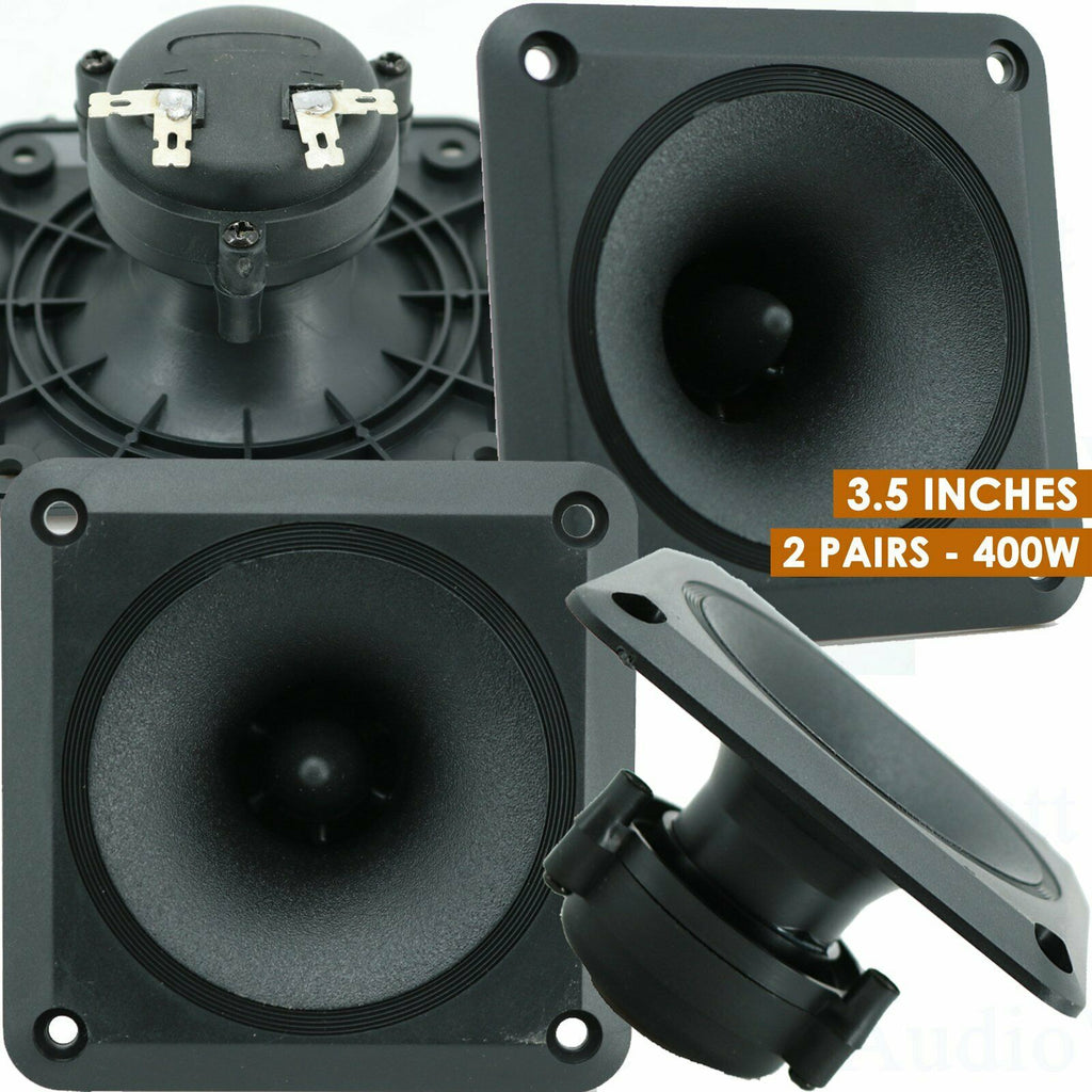 4x EMB T-0.5 3.5" 400 WATTS MAX POWER SQUARE SUPER HORN TWEETERS LIGHT WEIGHT - Sellabi