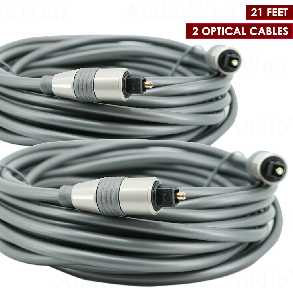 2x Premium 21 Feet Digital Fiber Optical Audio Toslink Cable SPDIF Cord Wire NEW - Sellabi