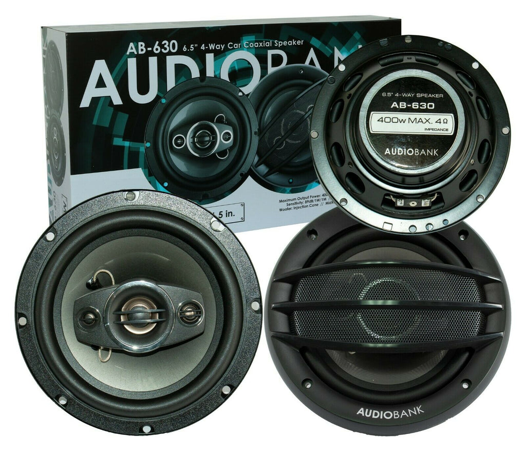 2x Audiobank AB-630 400 Watts 6.5" 4-Way Car Audio Stereo Coaxial Speakers - Sellabi