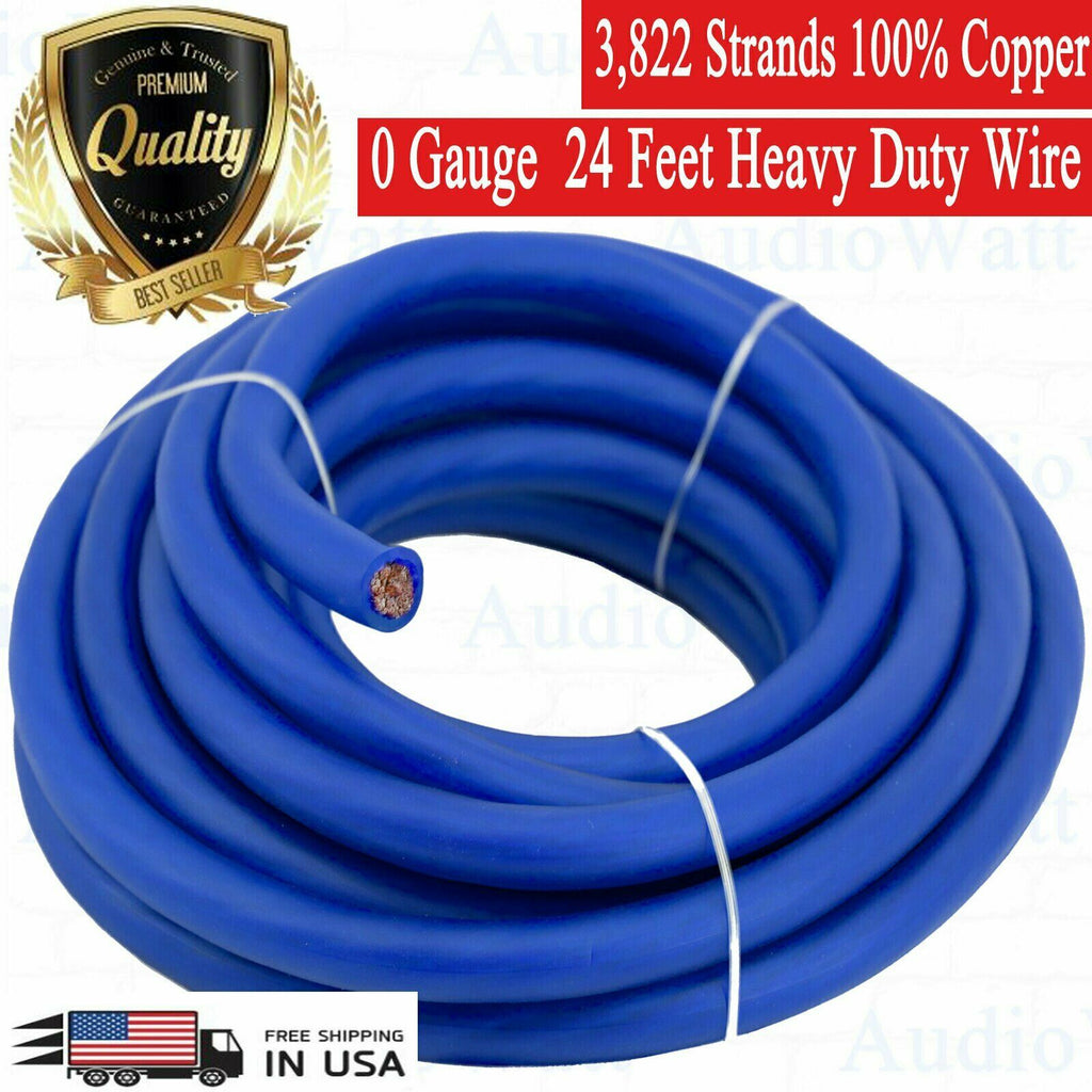 0 Gauge 24 Feet Amplifier Power Ground Cable Heavy Duty Car Audio Speaker Wire - Sellabi