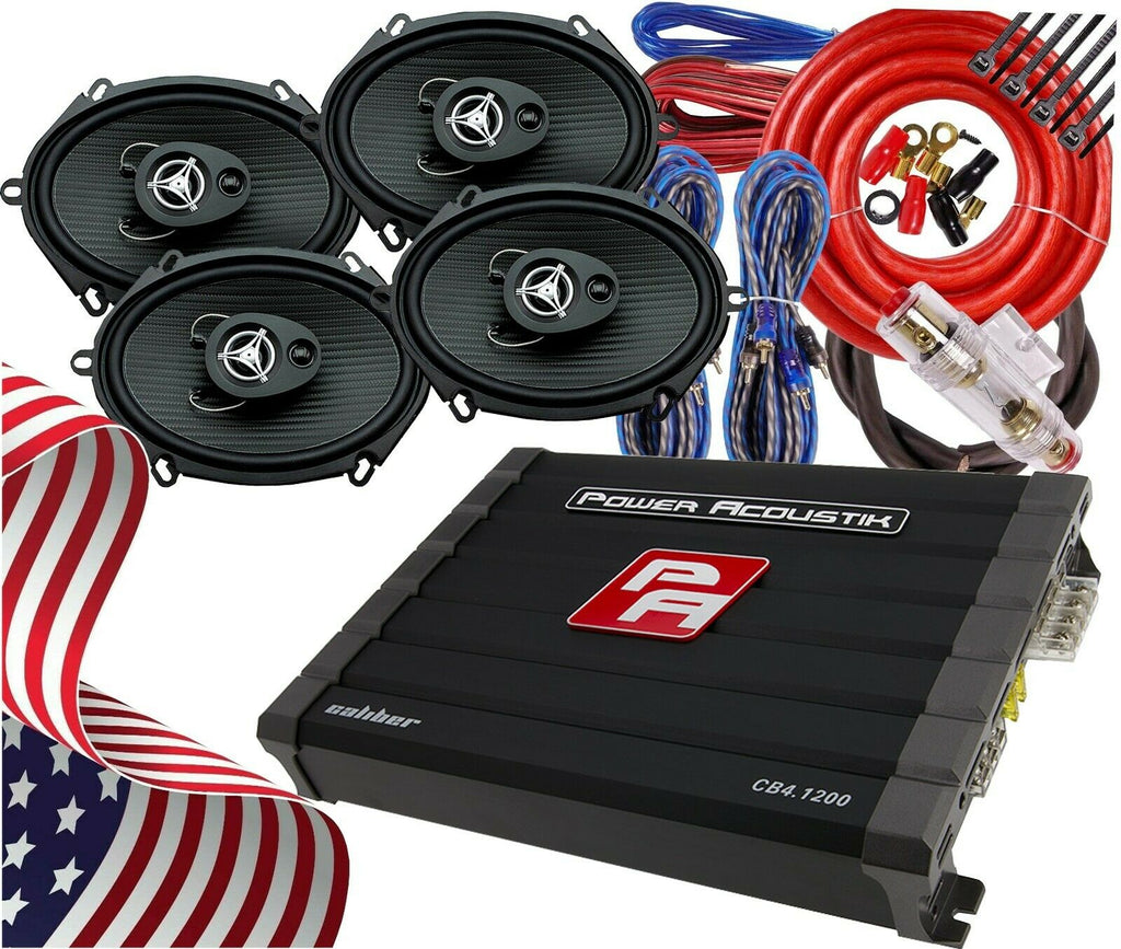 4x Power Acoustik EF-573 5x7″ 500W Speakers + CB4-1200 Amplifier + 4CH Amp Kit - Sellabi