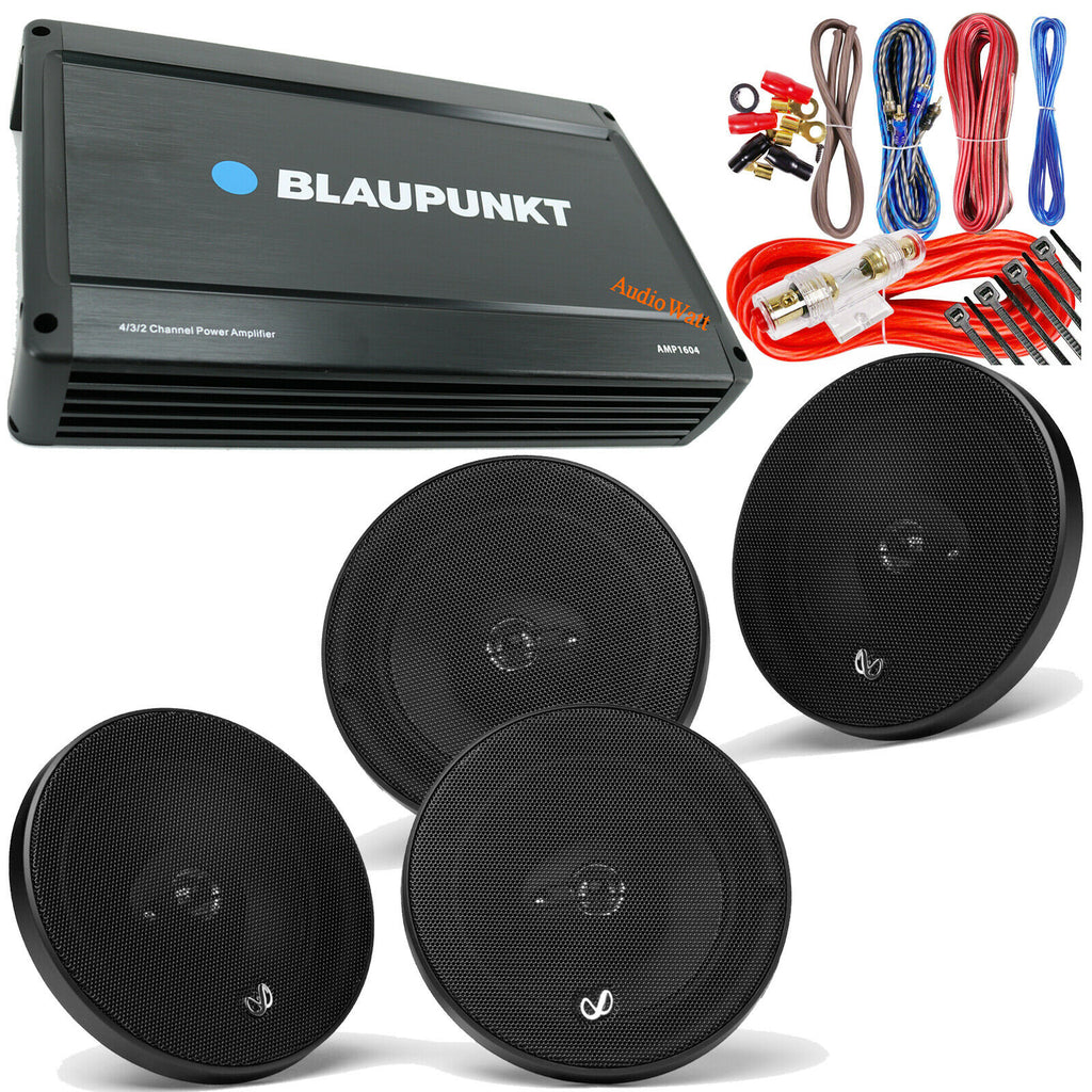 BLAUPUNKT AMP1604 1600W AMP + 4x Infinity Alpha 6530 6.5" 580W Speakers + KIT - Sellabi