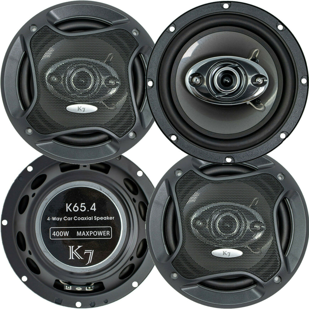 2 Pairs - Audiotek K65.4 6.5" 400 Watts 3-Way Car Audio Stereo Coaxial Speakers - Sellabi