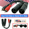 1x 6 Inches 16 Gauge Dual XLR Male to Mattel RCA Male Plug Interconnect Cable - Sellabi