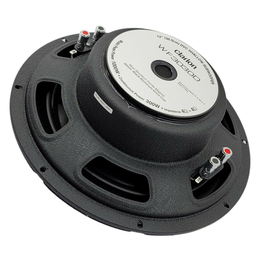 Clarion WF3030D 1000W Max 12" Dual 4Ohm Voice Coil Shallow-Mount Subwoofer - Sellabi