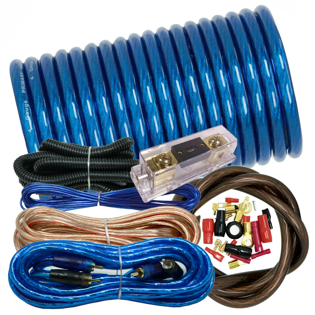 3000W Car Audio Blue 4 Gauge Pro AMP / Amplifier Power Wiring Kit Pro ANL Fuse - Sellabi