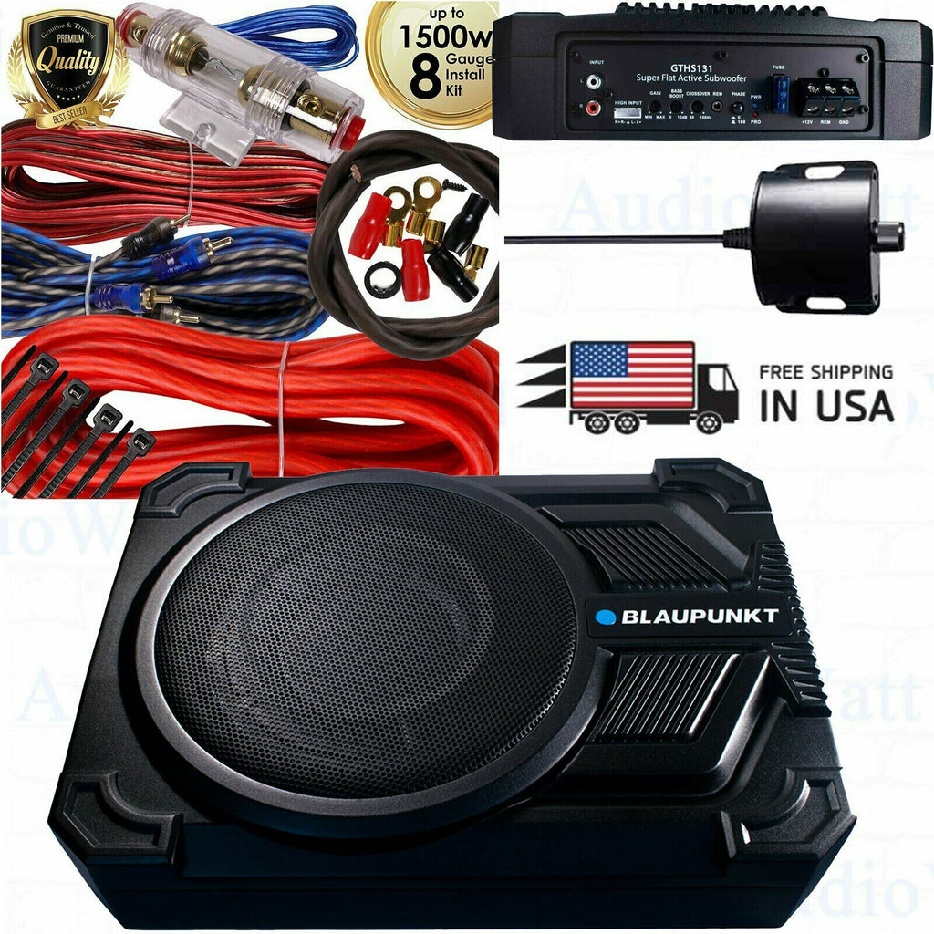 Blaupunkt GTHS131 200W 8" Bass Boost Super Active Subwoofer + 8 Gauge 1500W RED - Sellabi