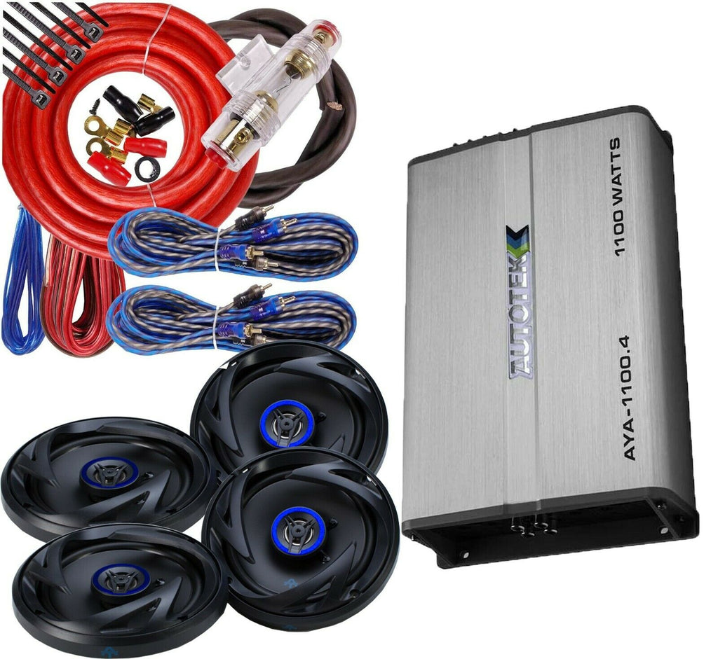 4x Autotek ATS65CXS 6.5" 2Way Speaker +  AYA1100.4 1100W 4 CH Amplifier + AmpKit - Sellabi