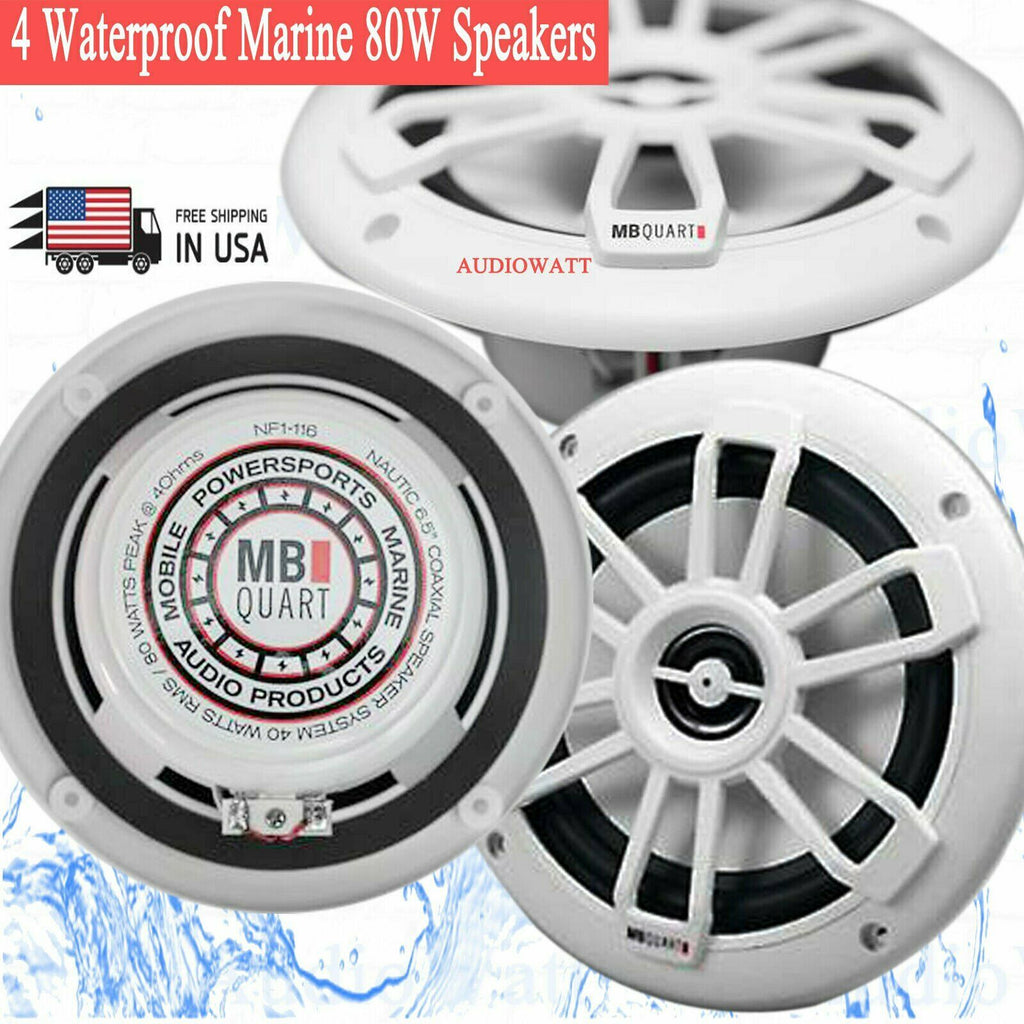 4x MB Quart NF1-116 Waterproof Nautic 6.5" 80W Shallow-mount Marine Speakers NEW - Sellabi