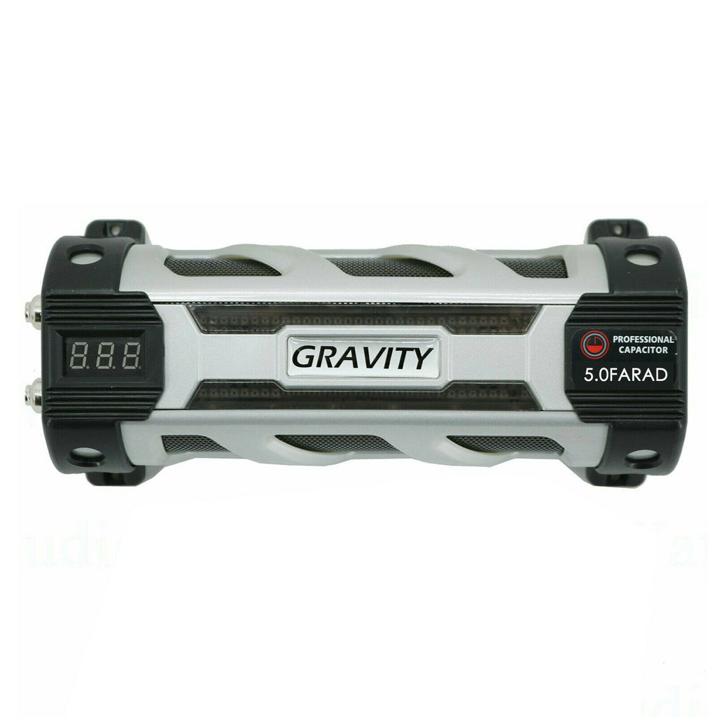 Gravity  5 Farad Capacitor Audio 6000 Watts Power 12V Digital GR-5.0 + 0 GA KIT - Sellabi