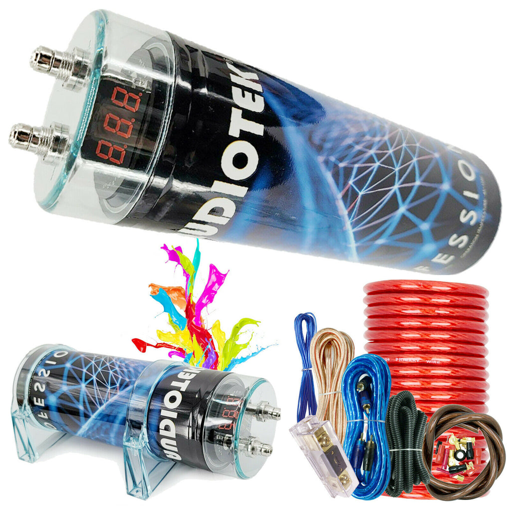 AT-3.5 Capacitor 12V Audio 3.5 Farad 3500W Digital 3 Digit Display + Kit 4 Ga - Sellabi