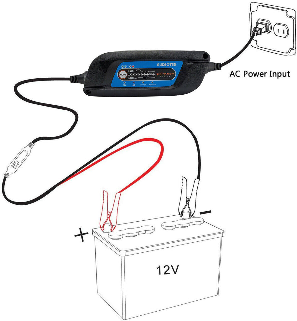 5A 12V Battery Charger Maintainer Trickle RV, Car, Boat, Motorcycles Deep Cycle - Sellabi