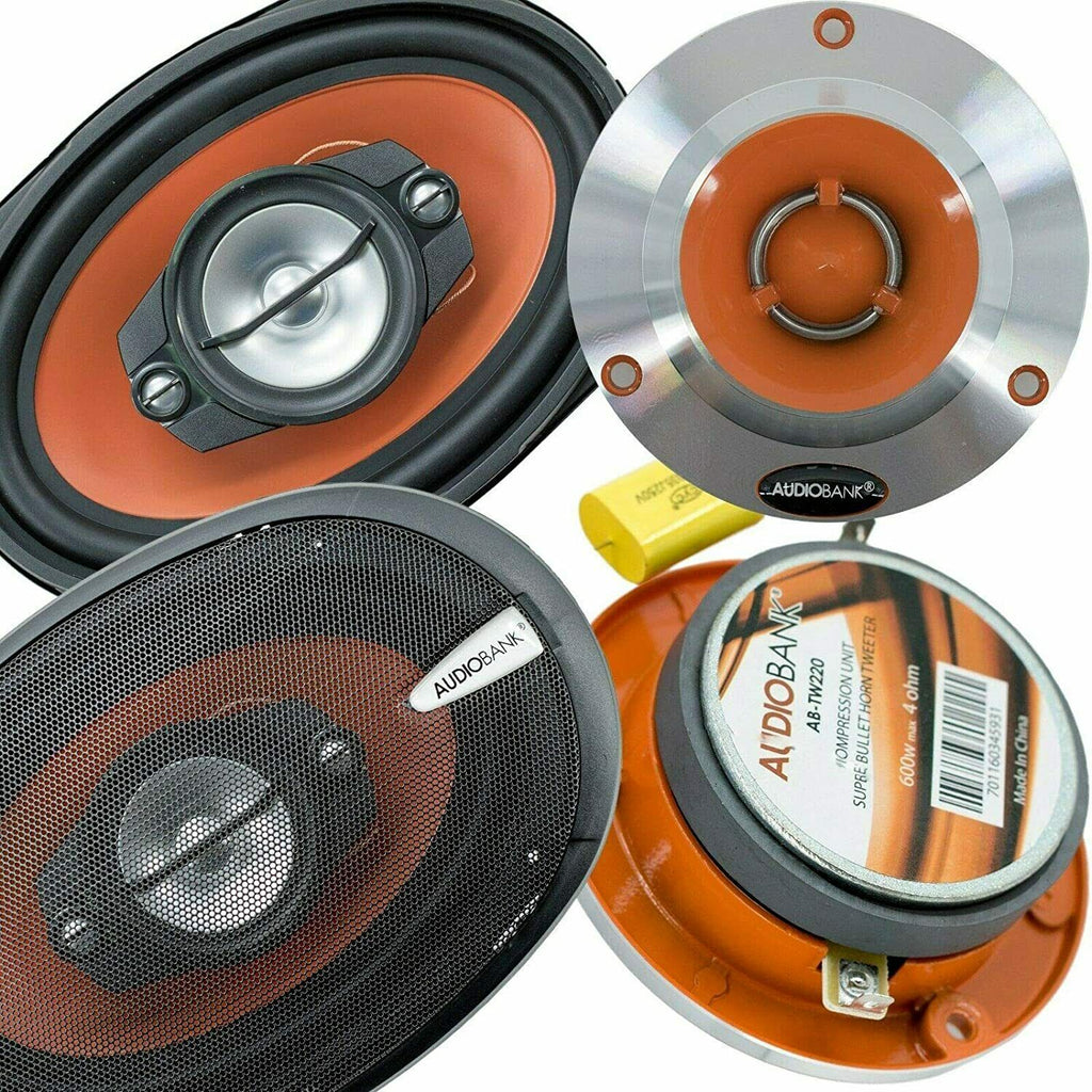 Audiobank 6x9" 700W 4-Way Coaxial Speaker + Audiobank TW220 3.75" 600W Tweeter - Sellabi